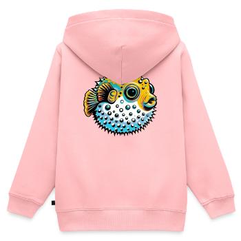 Kugelfisch - Kinder Premium Organic Zip Hoodie - Rosa - Hinten - AI Model Kid Female (0cm)