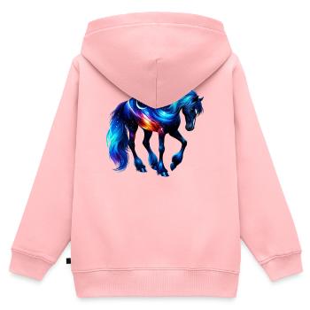 Cheval - Sweat Premium à capuche zippé enfant bio - rose - Dos - AI Model Kid Female (0cm)