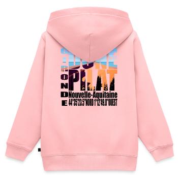 DIE DÜNE VON PILAT GIRONDE NEW AQUITAINE - Kinder Premium Organic Zip Hoodie - Rosa - Hinten - AI Model Kid Female (0cm)