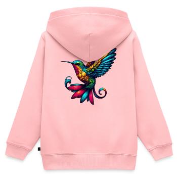 Kolibri - Kinder Premium Organic Zip Hoodie - Rosa - Hinten - AI Model Kid Female (0cm)