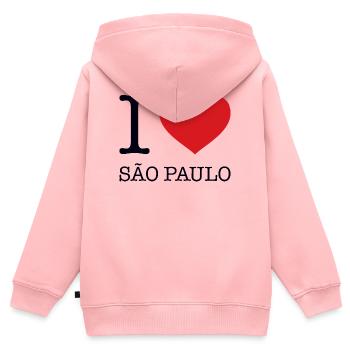 I LOVE SAO PAULO - Kinder Premium Organic Zip Hoodie - Rosa - Hinten - AI Model Kid Female (0cm)
