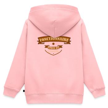 Fonctionnaire - Sweat Premium à capuche zippé enfant bio - rose - Dos - AI Model Kid Female (0cm)