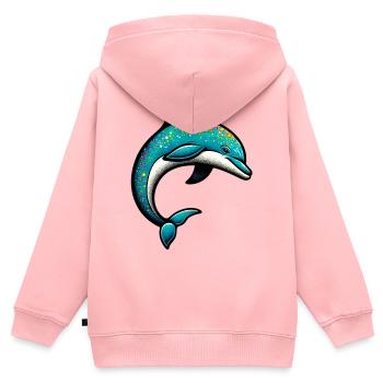 Delfin - Kinder Premium Organic Zip Hoodie - Rosa - Hinten - AI Model Kid Female (0cm)