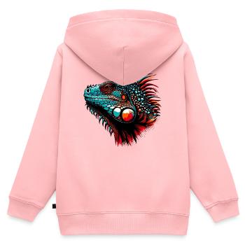 Leguan - Kinder Premium Organic Zip Hoodie - Rosa - Hinten - AI Model Kid Female (0cm)