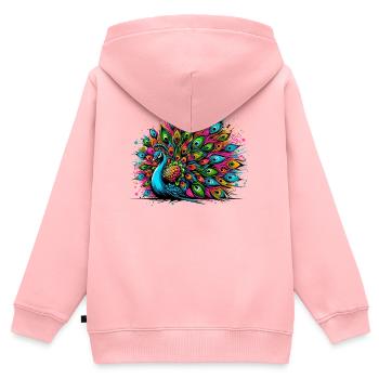 Peacock - Kids Premium Organic Zip-up Hoodie - rose - Back - AI Model Kid Female (0cm)