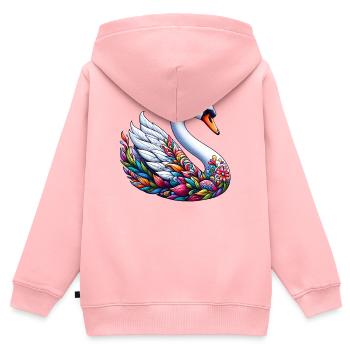 Schwan - Kinder Premium Organic Zip Hoodie - Rosa - Hinten - AI Model Kid Female (0cm)
