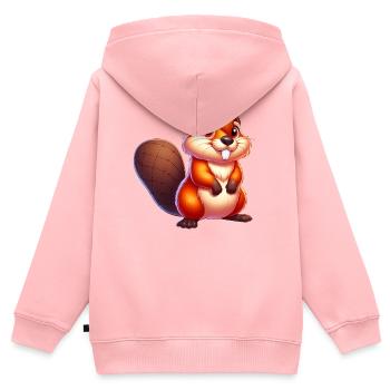 Bieber - Kinder Premium Organic Zip Hoodie - Rosa - Hinten - AI Model Kid Female (0cm)