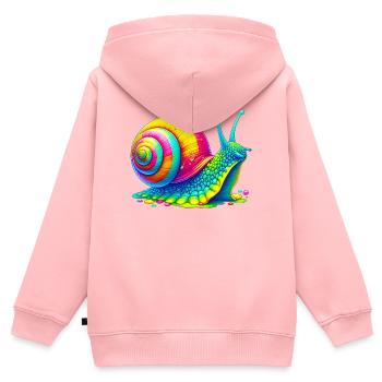Schnecke - Kinder Premium Organic Zip Hoodie - Rosa - Hinten - AI Model Kid Female (0cm)