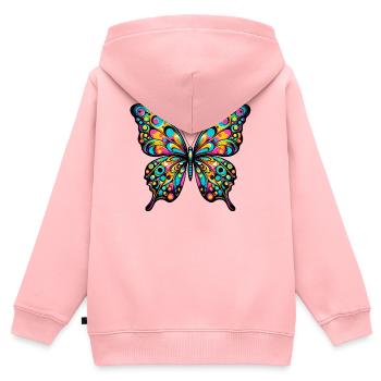 Schmetterling - Kinder Premium Organic Zip Hoodie - Rosa - Hinten - AI Model Kid Female (0cm)