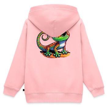 Gecko - Sweat Premium à capuche zippé enfant bio - rose - Dos - AI Model Kid Female (0cm)