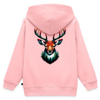 Cerf - Sweat Premium à capuche zippé enfant bio - rose - Dos - AI Model Kid Female (0cm)