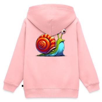Schnecke - Kinder Premium Organic Zip Hoodie - Rosa - Hinten - AI Model Kid Female (0cm)
