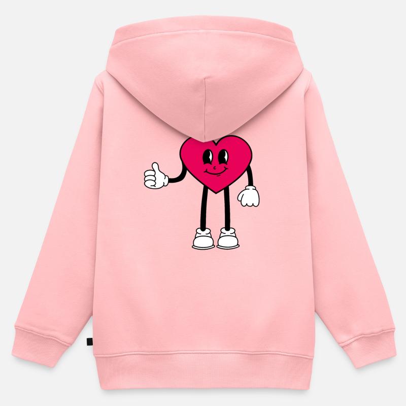 Cœur - Sweat Premium à capuche zippé enfant bio - rose