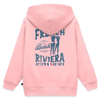 Stranddesign, Côte d'Azur, sommerliche Atmosphäre - Kinder Premium Organic Zip Hoodie - Rosa - Hinten - AI Model Kid Female (0cm)