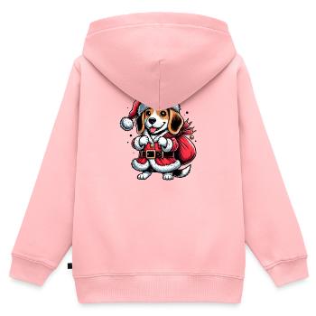 Beagle Santa Claus - Sweat Premium à capuche zippé enfant bio - rose - Dos - AI Model Kid Female (0cm)