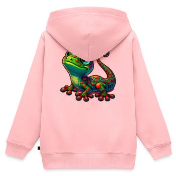 Gecko - Sweat Premium à capuche zippé enfant bio - rose - Dos - AI Model Kid Female (0cm)