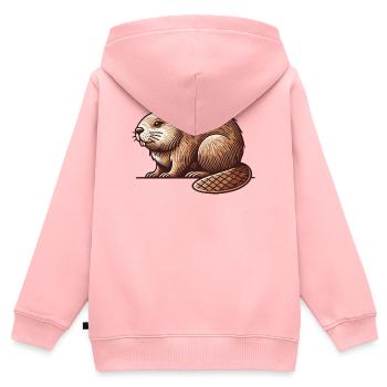 Biber - Kinder Premium Organic Zip Hoodie - Rosa - Hinten - AI Model Kid Female (0cm)