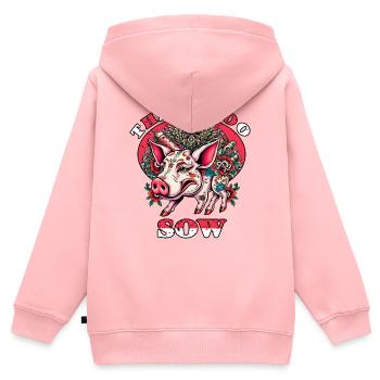 Die Tattoo Sau - Kinder Premium Organic Zip Hoodie - Rosa - Hinten - AI Model Kid Female (0cm)
