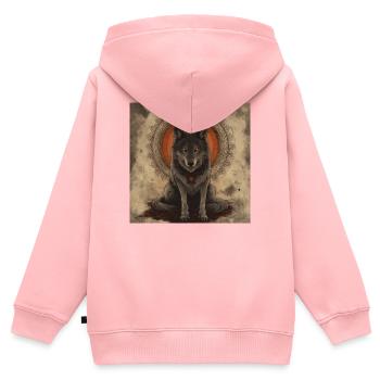 Ésotérisme Spiritualité Mysticisme Loup - Sweat Premium à capuche zippé enfant bio - rose - Dos - AI Model Kid Female (0cm)