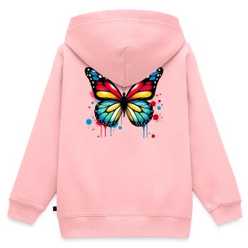 Papillon - Sweat Premium à capuche zippé enfant bio - rose - Dos - AI Model Kid Female (0cm)