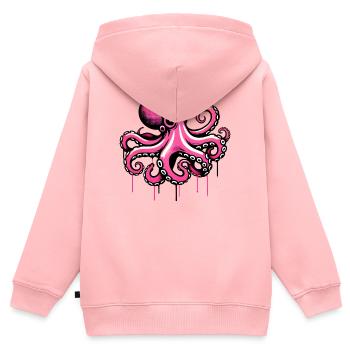 Pieuvre - Sweat Premium à capuche zippé enfant bio - rose - Dos - AI Model Kid Female (0cm)