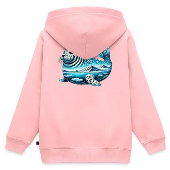 Siegel - Kinder Premium Organic Zip Hoodie - Rosa - Hinten - AI Model Kid Female (0cm)