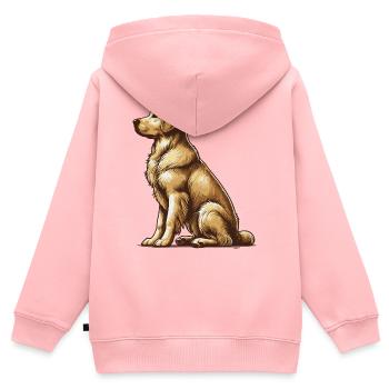 Golden retriever - Sweat Premium à capuche zippé enfant bio - rose - Dos - AI Model Kid Female (0cm)