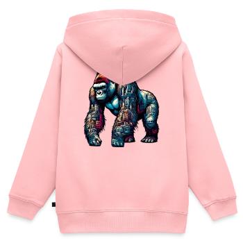 Gorilla - Kinder Premium Organic Zip Hoodie - Rosa - Hinten - AI Model Kid Female (0cm)