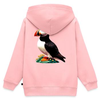 Macareux - Sweat Premium à capuche zippé enfant bio - rose - Dos - AI Model Kid Female (0cm)