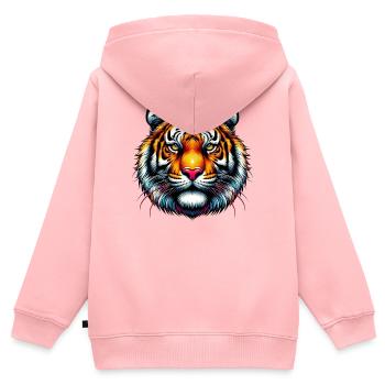 Tiger - Kinder Premium Organic Zip Hoodie - Rosa - Hinten - AI Model Kid Female (0cm)