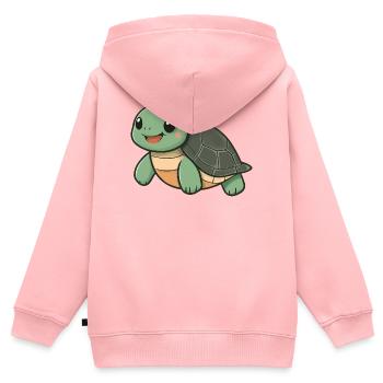 Süße glückliche Schildkröte - entzückende und fröhliche Karikatur - Kinder Premium Organic Zip Hoodie - Rosa - Hinten - AI Model Kid Female (0cm)