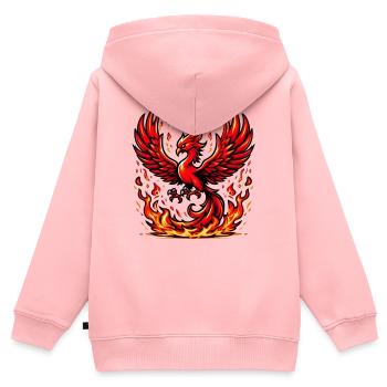 Phénix rouge - Sweat Premium à capuche zippé enfant bio - rose - Dos - AI Model Kid Female (0cm)