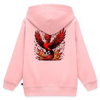 Roter Phönix - Kinder Premium Organic Zip Hoodie - Rosa - Hinten - AI Model Kid Female (0cm)