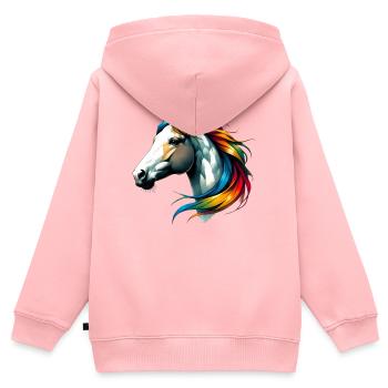 Cheval - Sweat Premium à capuche zippé enfant bio - rose - Dos - AI Model Kid Female (0cm)
