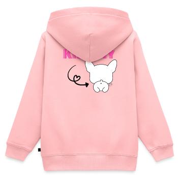 Kiss my Bulldog - Französischer Frechdachs - Kinder Premium Organic Zip Hoodie - Rosa - Hinten - AI Model Kid Female (0cm)