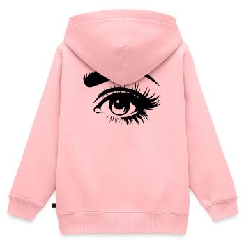 Silhouette d’œil monochrome - Sweat Premium à capuche zippé enfant bio - rose - Dos - AI Model Kid Female (0cm)