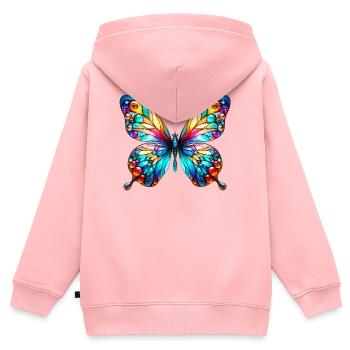 Schmetterling - Kinder Premium Organic Zip Hoodie - Rosa - Hinten - AI Model Kid Female (0cm)