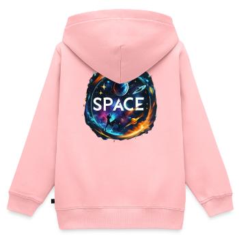Raum - Kinder Premium Organic Zip Hoodie - Rosa - Hinten - AI Model Kid Female (0cm)