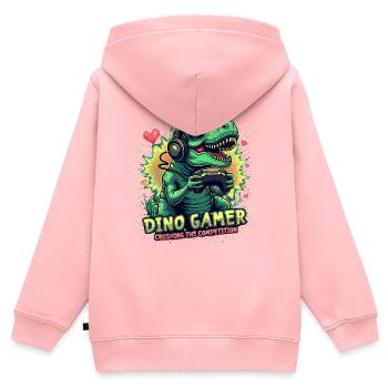 Dino Gamer Joystick Dinosaurier - Kinder Premium Organic Zip Hoodie - Rosa - Hinten - AI Model Kid Female (0cm)