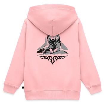 Loup du Caucase - Sweat Premium à capuche zippé enfant bio - rose - Dos - AI Model Kid Female (0cm)