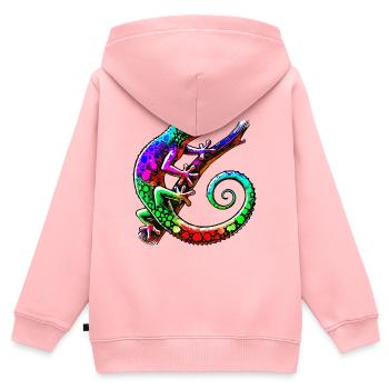 Gecko - Sweat Premium à capuche zippé enfant bio - rose - Dos - AI Model Kid Female (0cm)
