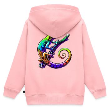 Gecko - Kinder Premium Organic Zip Hoodie - Rosa - Hinten - AI Model Kid Female (0cm)