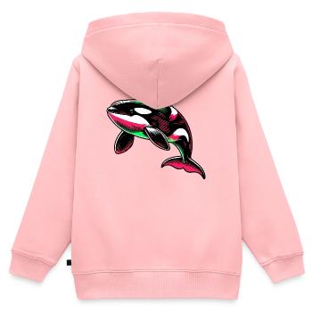 Schwertwal - Kinder Premium Organic Zip Hoodie - Rosa - Hinten - AI Model Kid Female (0cm)