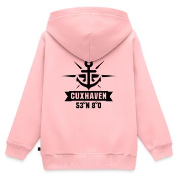 Cuxhaven 53 Grad Nord 8 Grad Ost - Kinder Premium Organic Zip Hoodie - Rosa - Hinten - AI Model Kid Female (0cm)