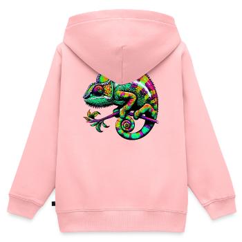 Caméléon - Sweat Premium à capuche zippé enfant bio - rose - Dos - AI Model Kid Female (0cm)