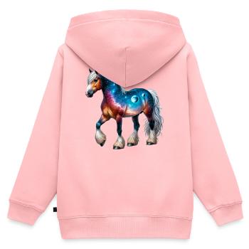 Cheval - Sweat Premium à capuche zippé enfant bio - rose - Dos - AI Model Kid Female (0cm)