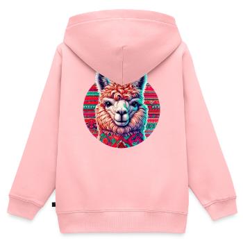Alpaka - Kinder Premium Organic Zip Hoodie - Rosa - Hinten - AI Model Kid Female (0cm)