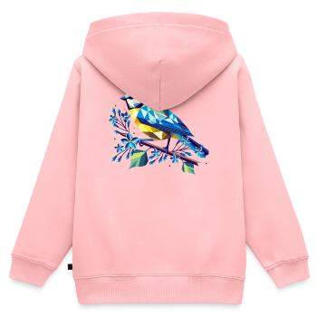 Bleu charmant sur une branche de lilas - Sweat Premium à capuche zippé enfant bio - rose - Dos - AI Model Kid Female (0cm)
