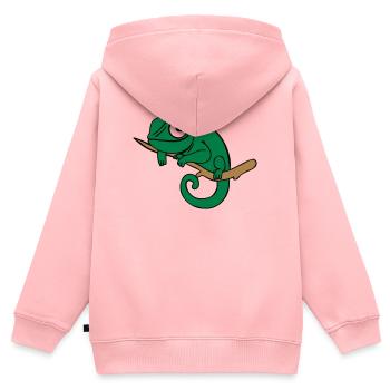 Lui das Chamäleon, dreifarbig - Kinder Premium Organic Zip Hoodie - Rosa - Hinten - AI Model Kid Female (0cm)