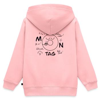 Blues du lundi - Sweat Premium à capuche zippé enfant bio - rose - Dos - AI Model Kid Female (0cm)